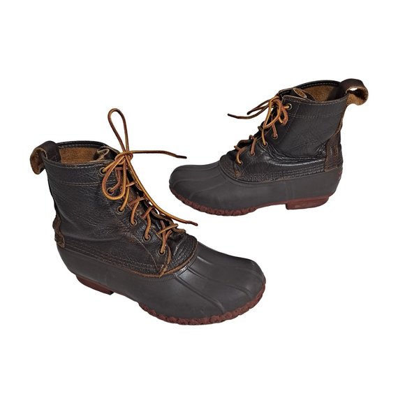 LL Bean Boot Men 9 Leather Brown Outdoor Duck Hunting Shoe USA Gorpcore READ - Picture 1 of 9